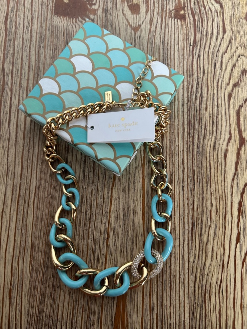 kate spade Gold and Turquoise Link Necklace